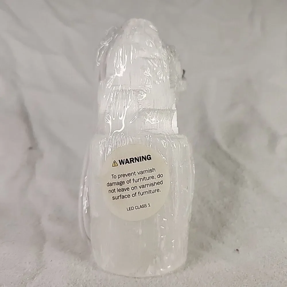 Selenite Lamp Crystal Gemstone Tower Point Lamp W/ USB LED Light Healing 5